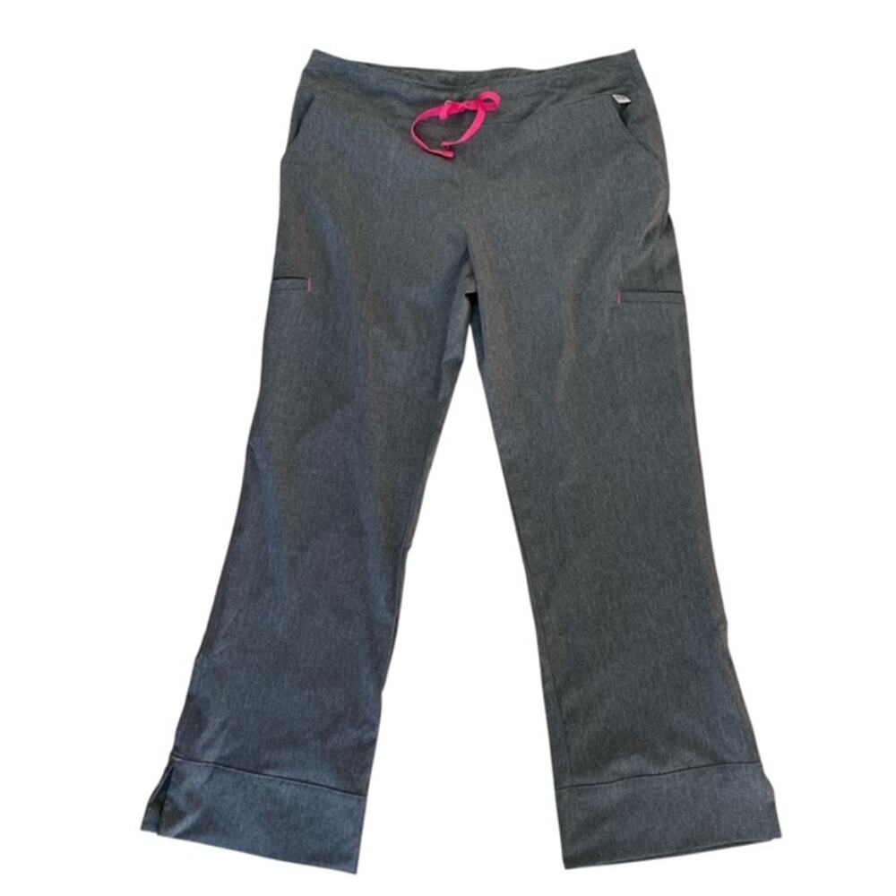 Smitten Dark Gray Drawstring Scrub Pants w/ Pockets - Size petite Medium